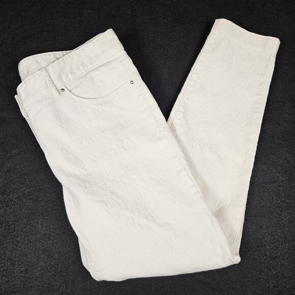Cache Textured Stretch Jeans Cropped White Skinny Summer Capri Vacation Womens 8 - Picture 15 of 15